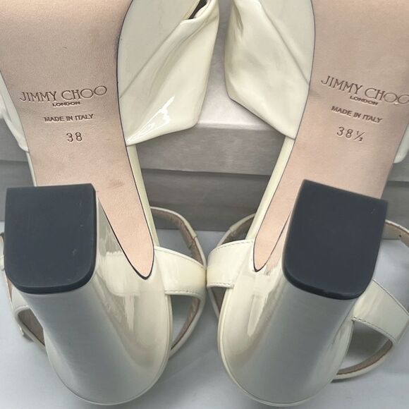 Jimmy Choo Patent Leather Ankle-Strap Platform Sandals - Picture 14 of 14